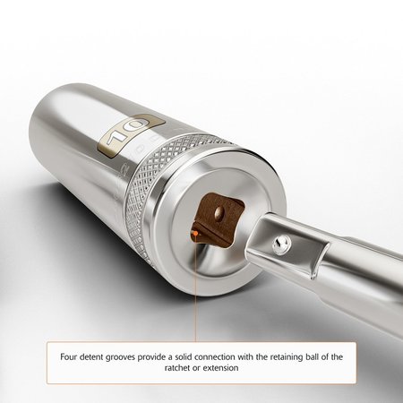 Dynamic Tools 3/8" Drive 6 Point Metric, 15mm Deep Length, Chrome Socket D008215